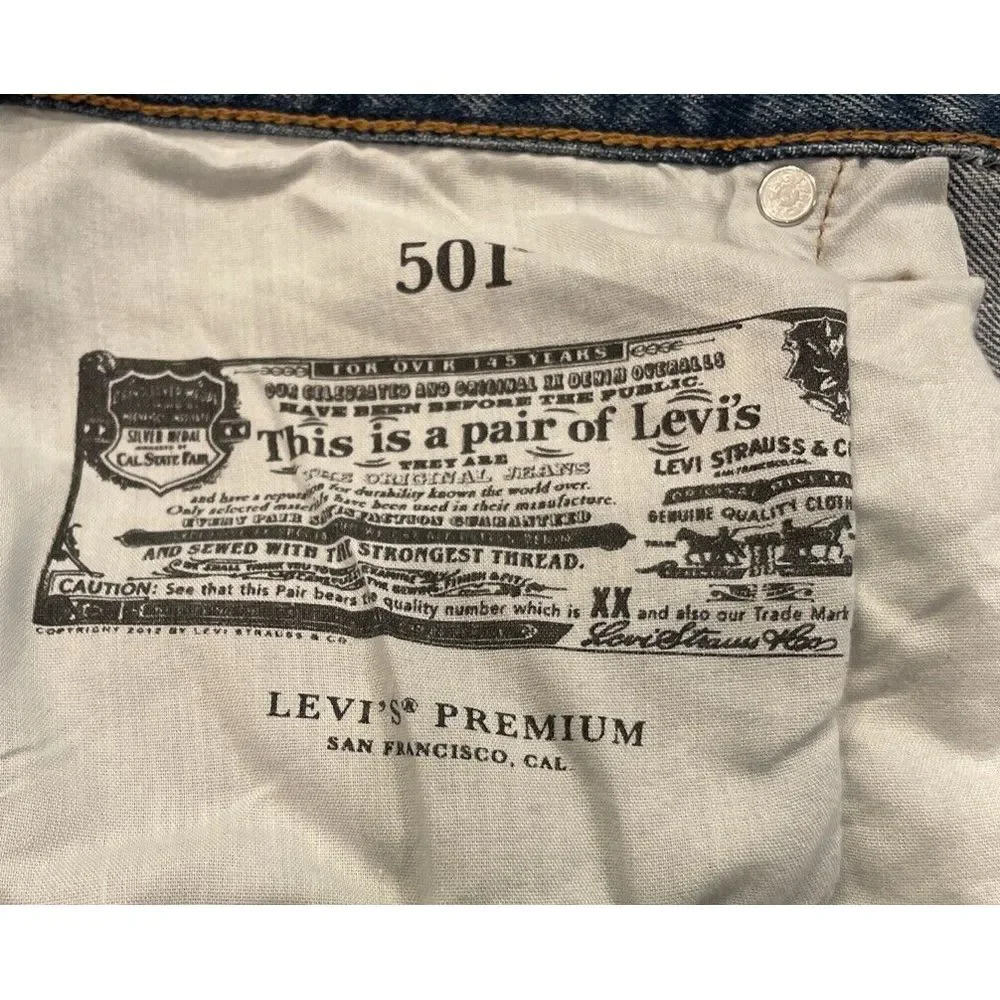 Levi's 501 Premium Original Fit‎ PATCHWORK Men's Jeans 33x30 Medium Wash Vintage